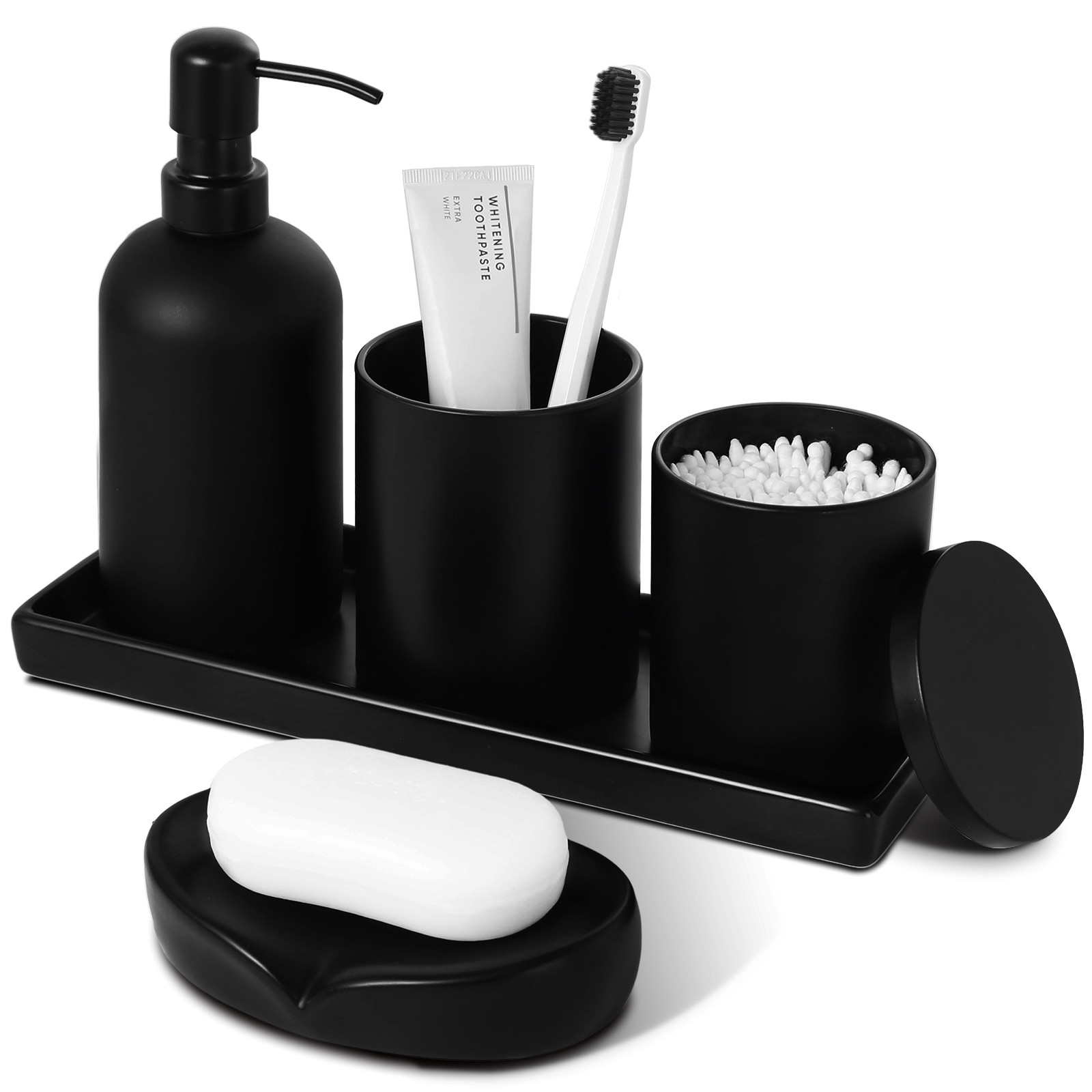 Black Bathroom Accessories Set Of 5
