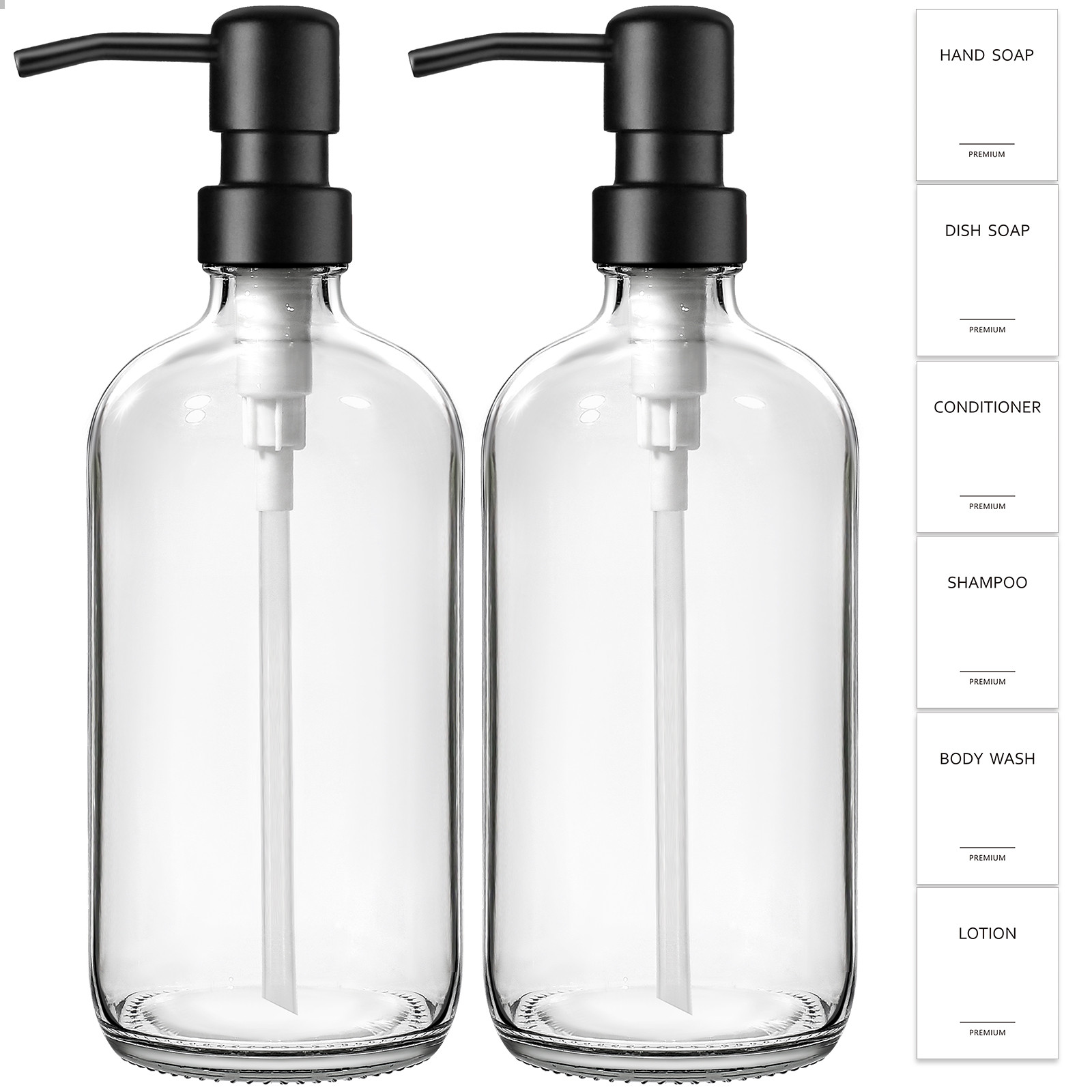 Clear Glass Soap Dispenser Set of 2