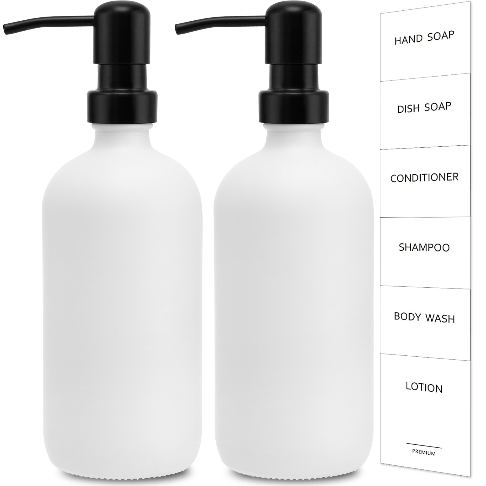 White Soap Glass Dispenser Set of 2
