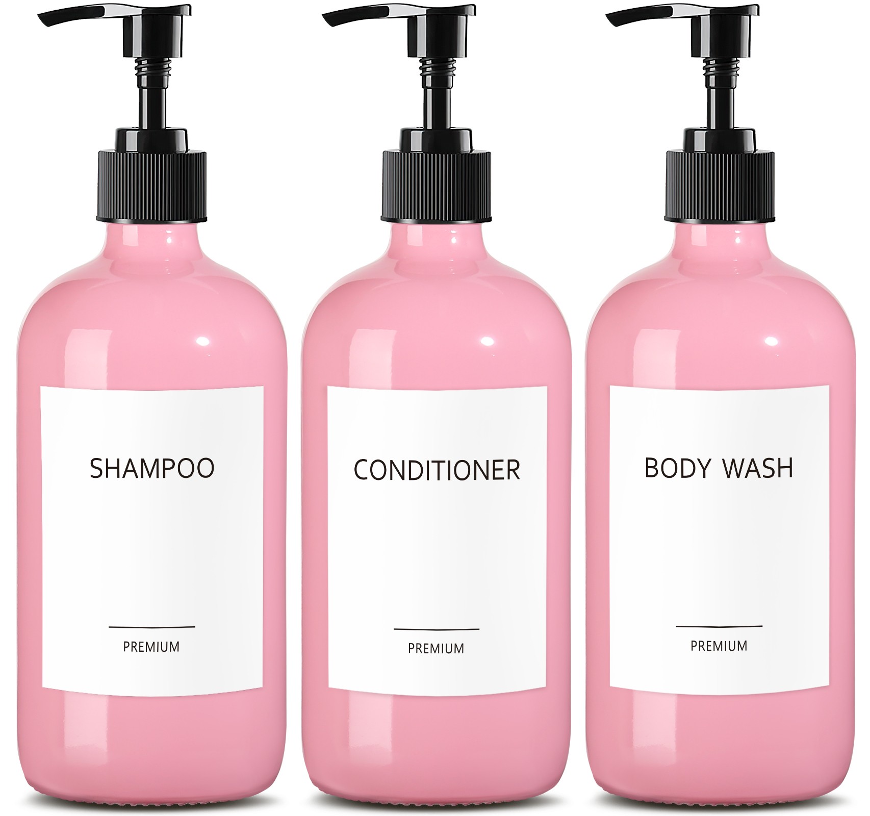 GMISUN Glass Pink Soap Dispenser Bottles, Pink Soap Dispenser Bathroom, Pink Bat