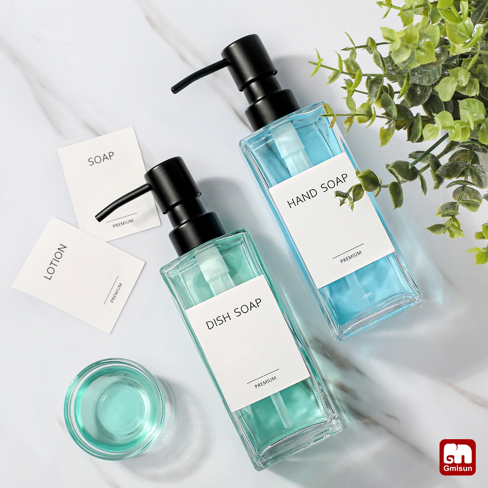GMISUN Glass Soap Dispenser with Stainle
