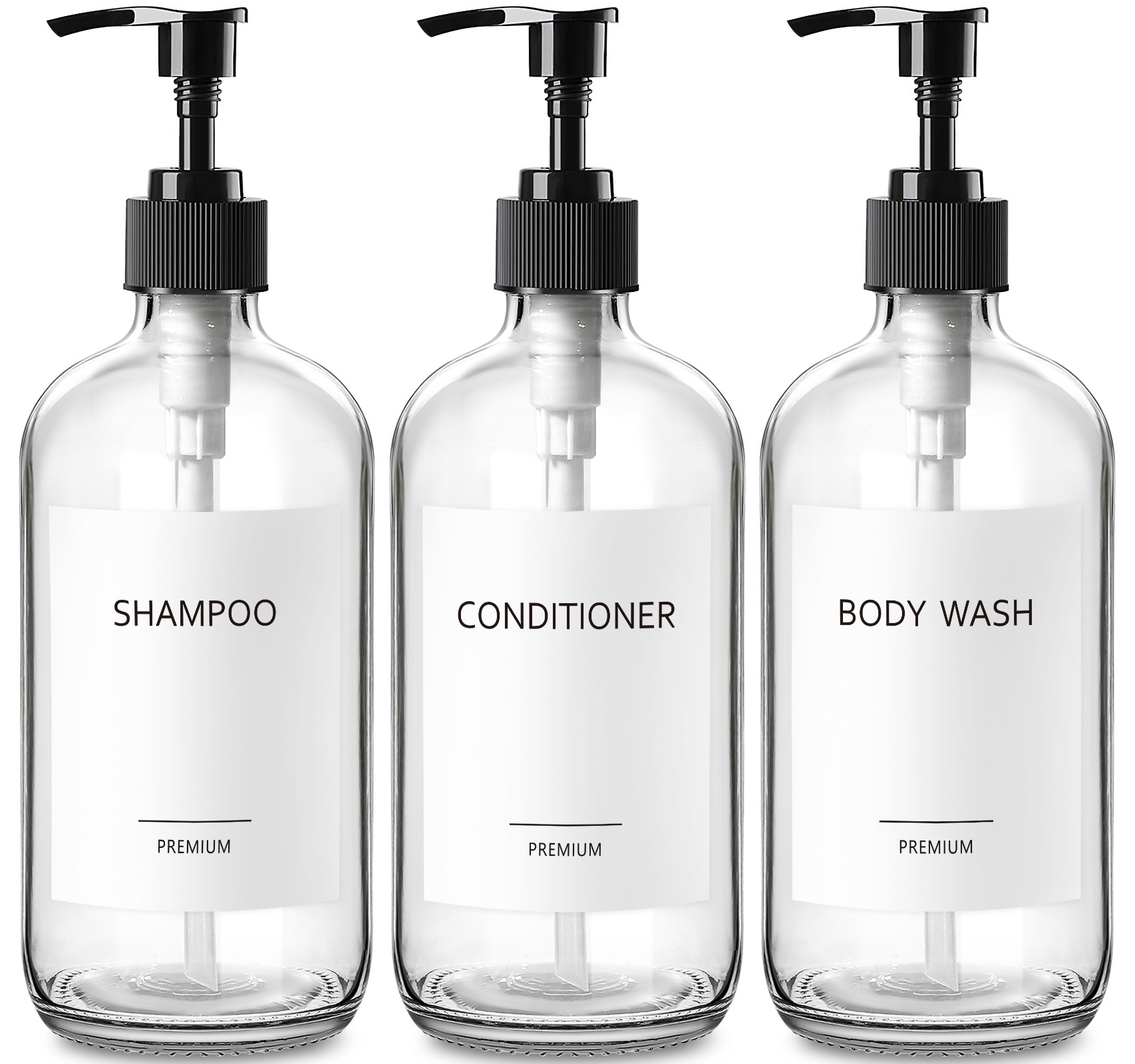 GMISUN Glass Shampoo and Conditioner Bottles, Refillable Shampoo and Conditioner