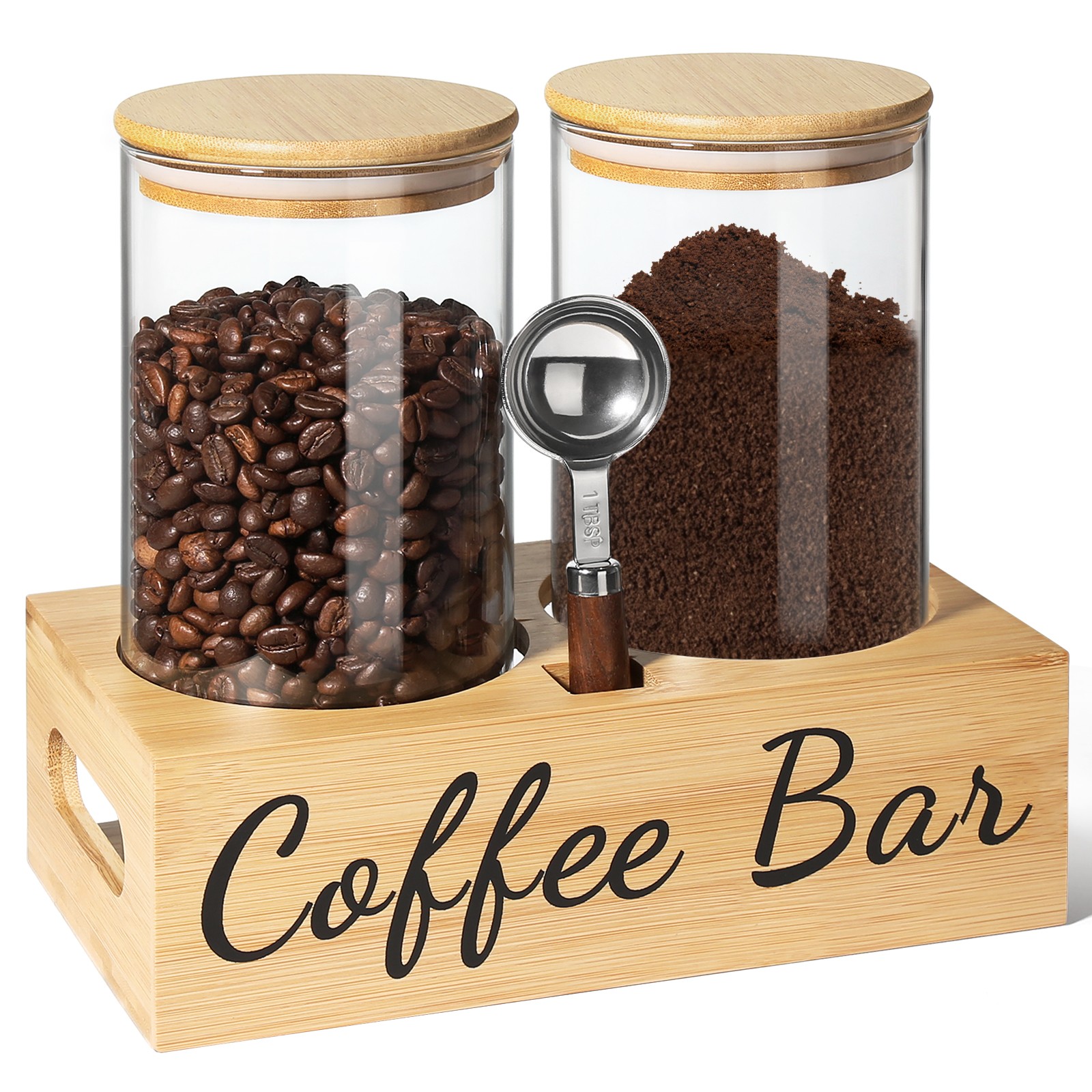 Wood Coffee Canister 2 Pack