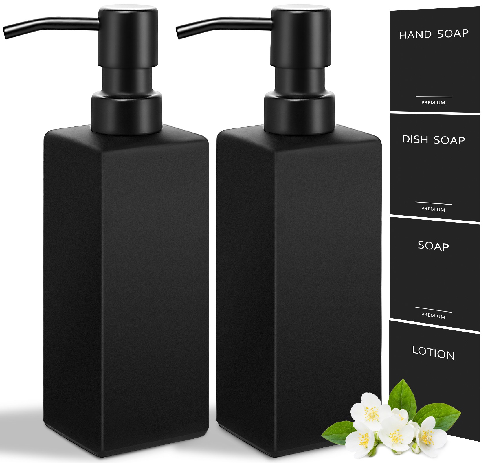 GMISUN Black Soap Dispenser, Hand Soap Dispenser Bathroom, 12oz Glass Soap Dispe