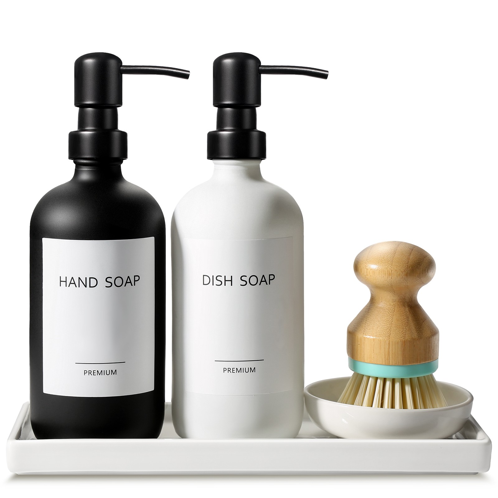 Black & White Dish Soap Dispenser for Kitchen