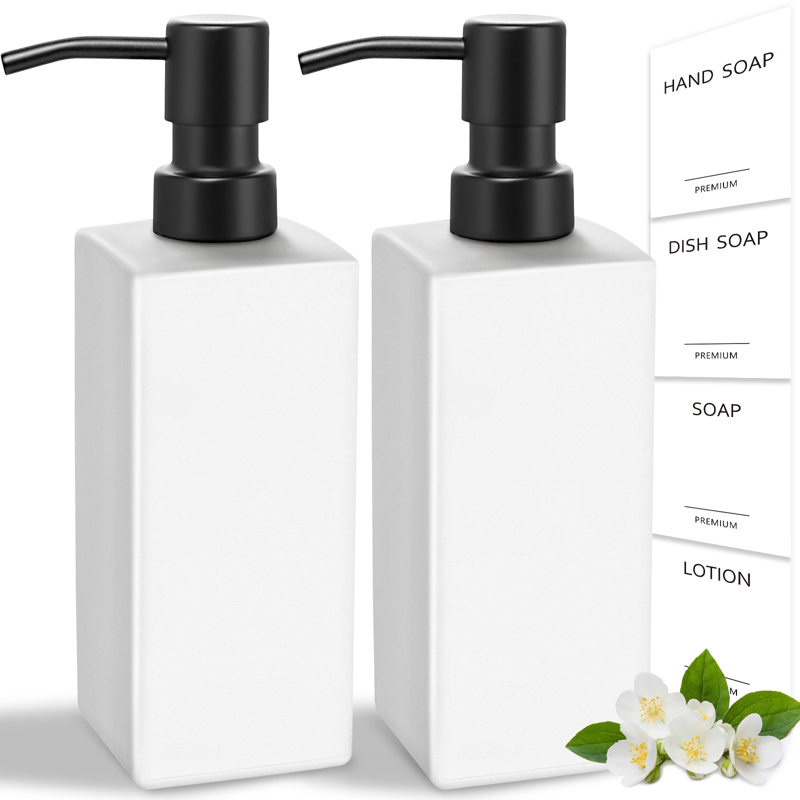 GMISUN White Soap Dispenser, 2 Pack Bath
