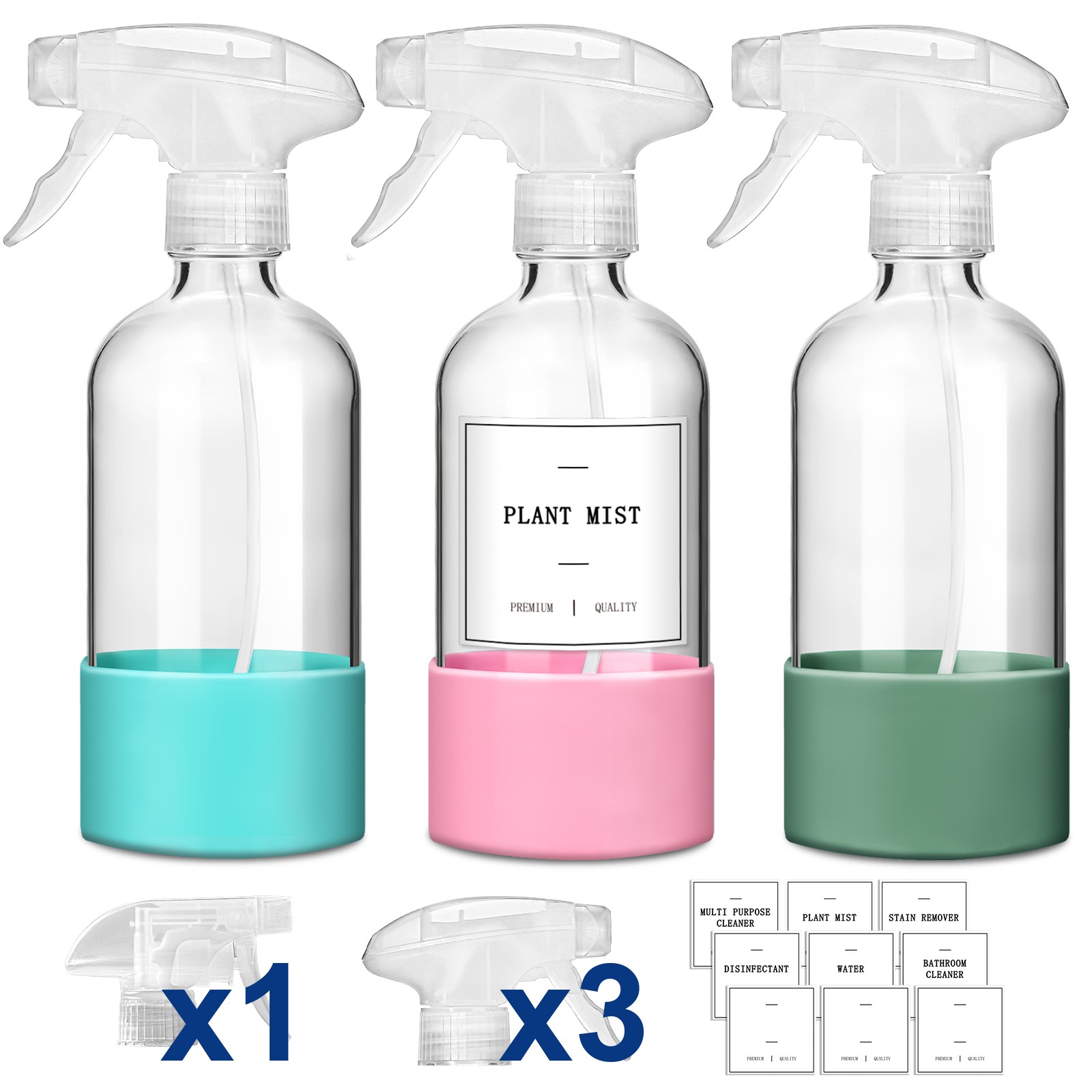 GMISUN Glass Spray Bottles for Cleaning Solutions, 16oz Reusable Spray Bottles f