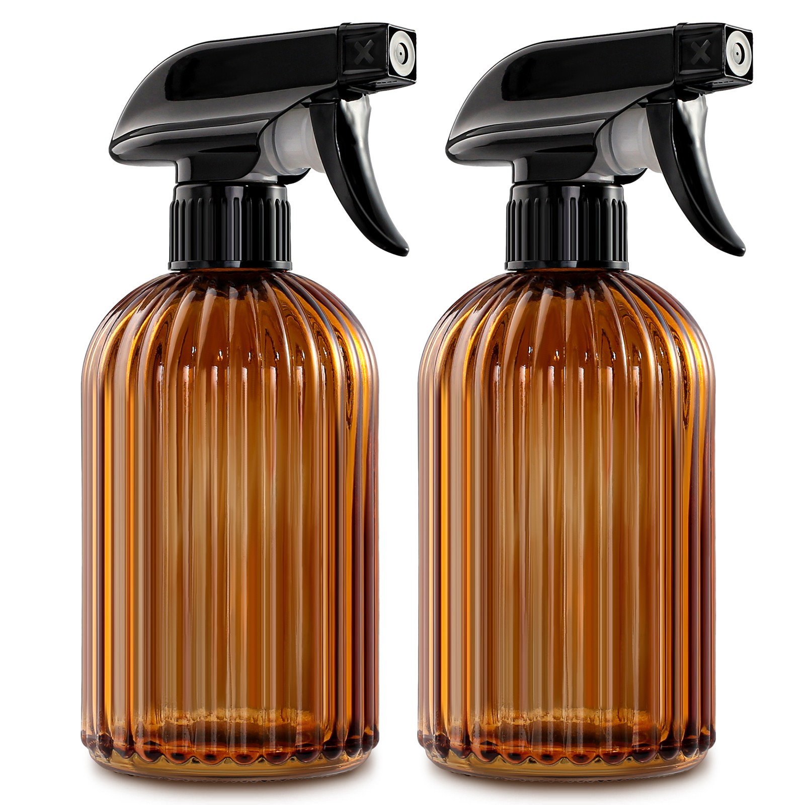 GMISUN Amber Glass Spray Bottles for Cleaning Solutions, Brown Ribbed Spray Bott