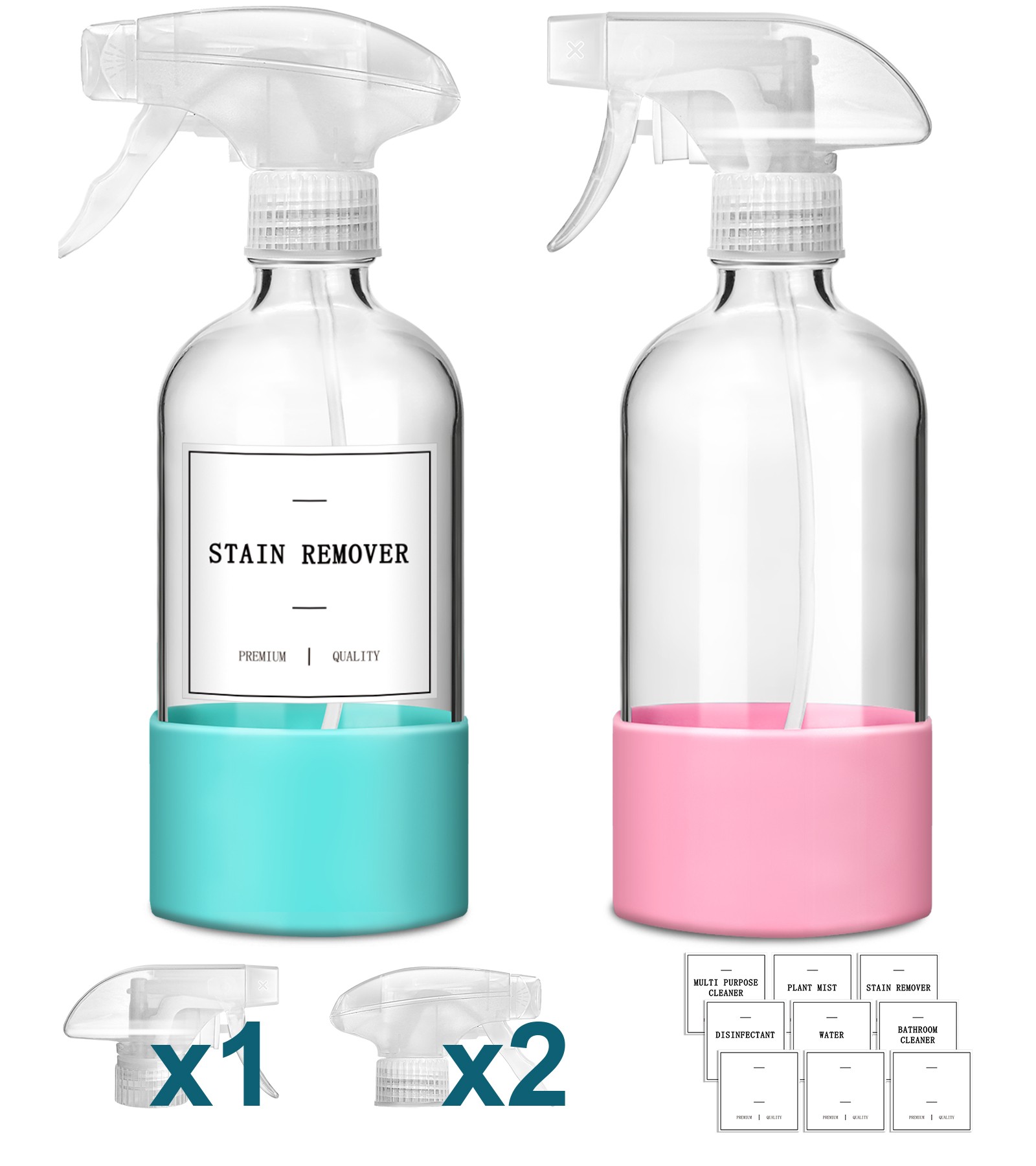 GMISUN Glass Spray Bottles for Cleaning Solutions, 16oz Reusable Spray Bottles f